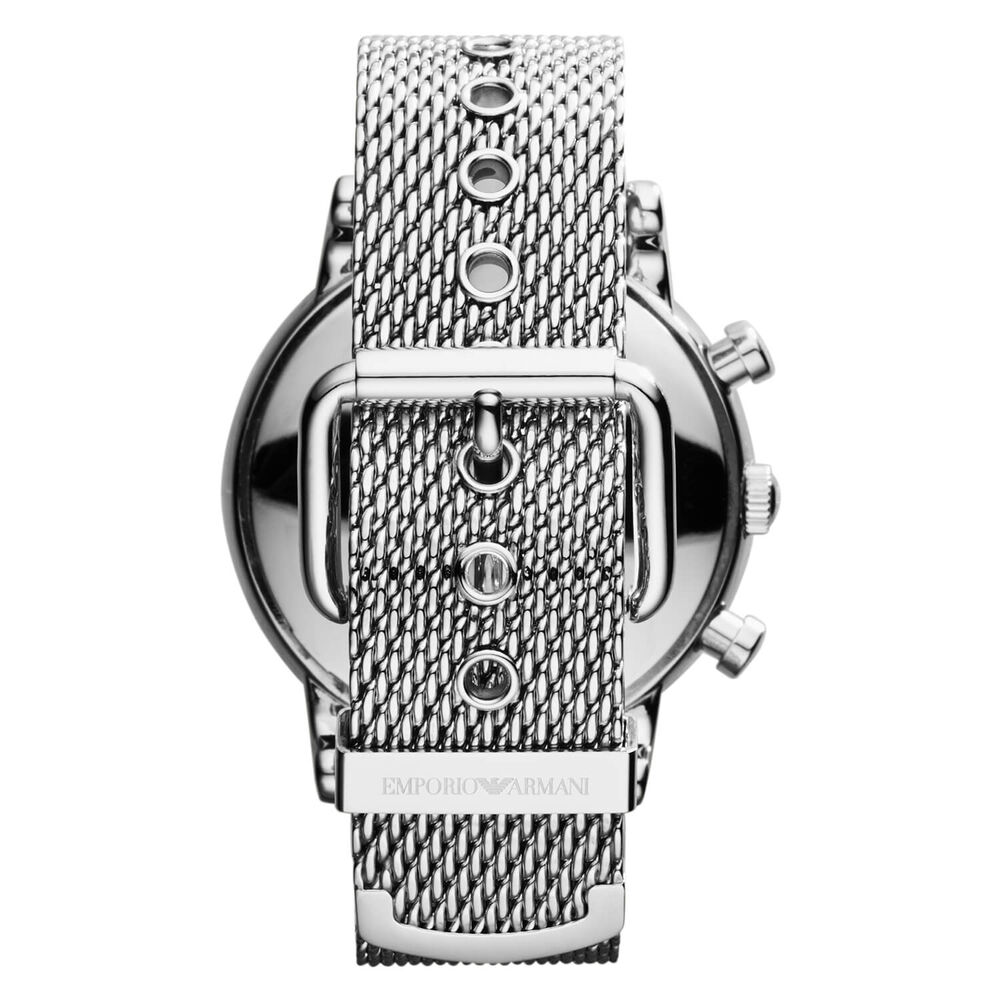 Emporio Armani men's chronograph stainless steel mesh bracelet watch image number 2