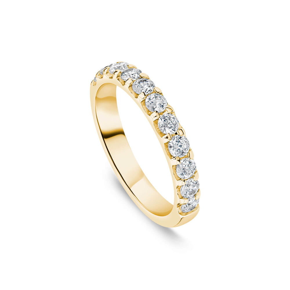 9ct Yellow Gold 3mm 0.75ct Diamond Split Claw Wedding Ring- (Special Order) image number 0