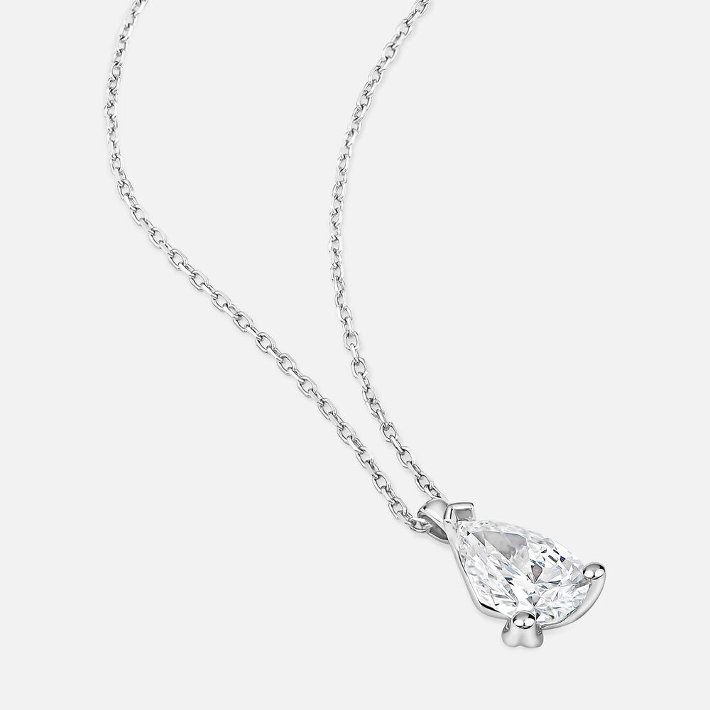 Born 9ct White Gold 1.00ct Lab Grown Pear Diamond Pendant