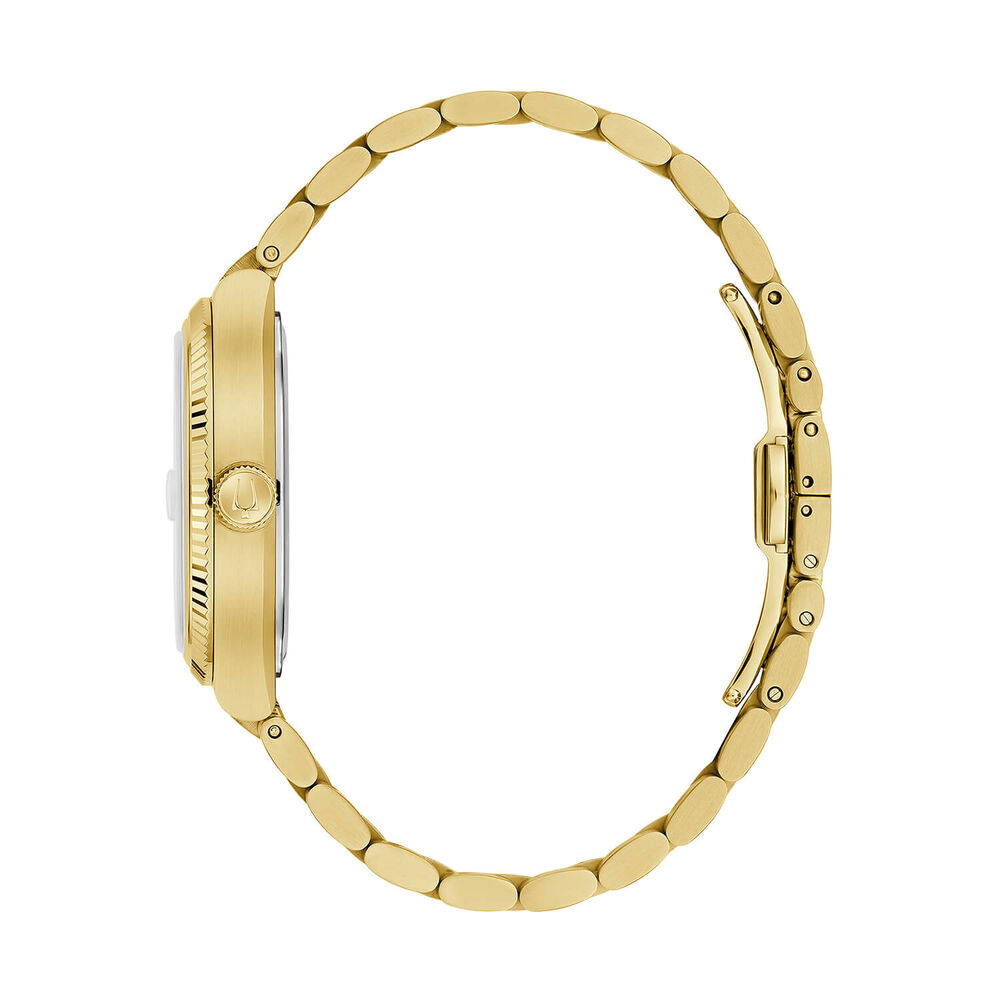 Bulova Super Seville 38mm Green Dial Gold Tone Steel Bracelet Watch image number 2