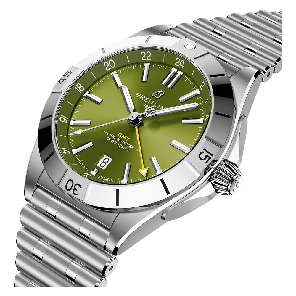 Breitling Chronomat Automatic GMT Giannis Antetokounmpo 40mm Green Dial Steel Bracelet Watch image number 1