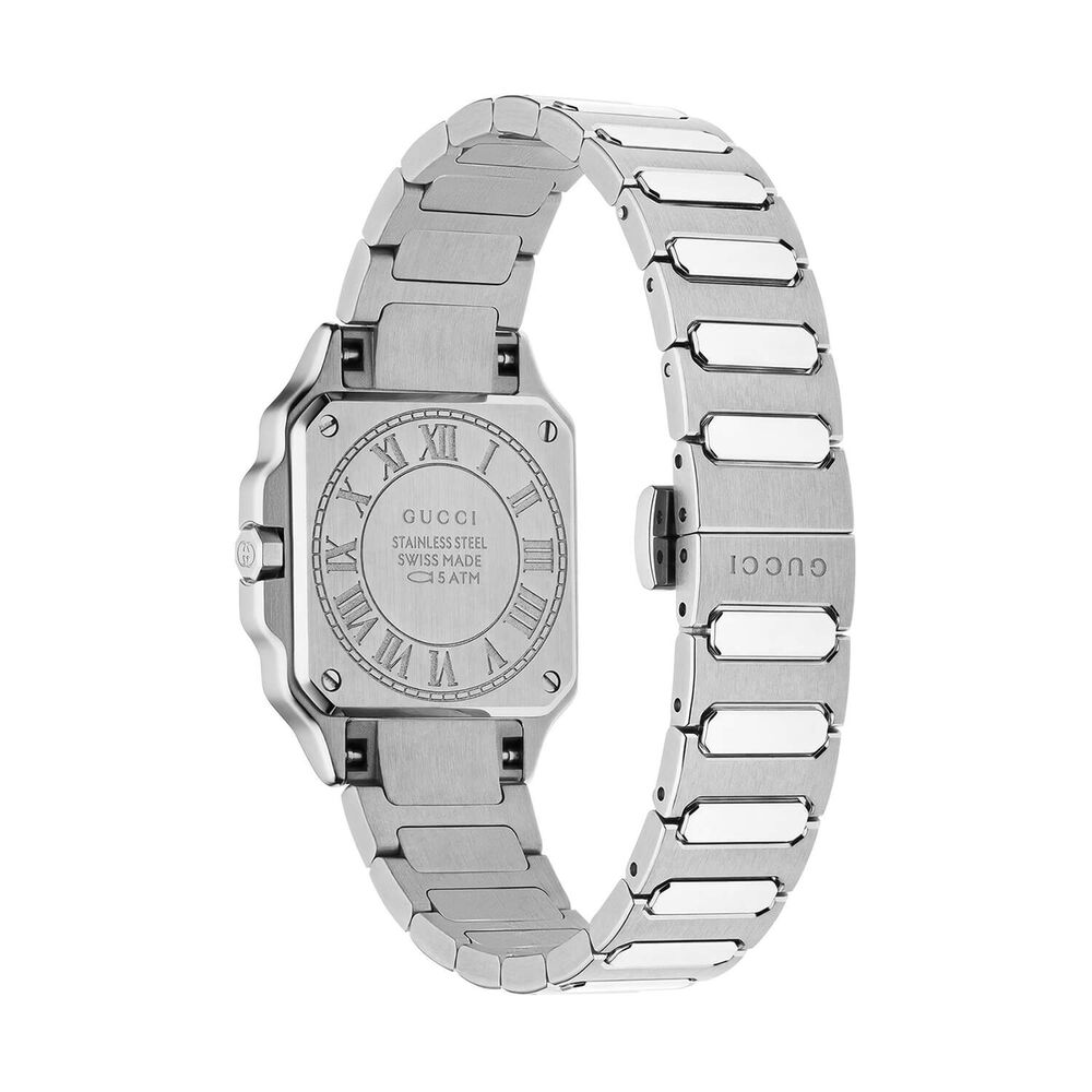Gucci G-Flat 24mm Pink Dial Diamond Dots Stainless Steel Bracelet Watch