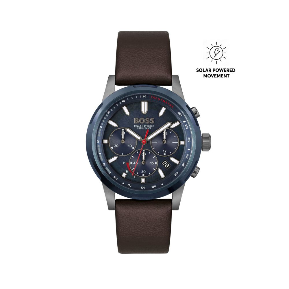 BOSS Solgrade 44mm Solar Powered Blue Dial Recycled Strap Watch image number 0