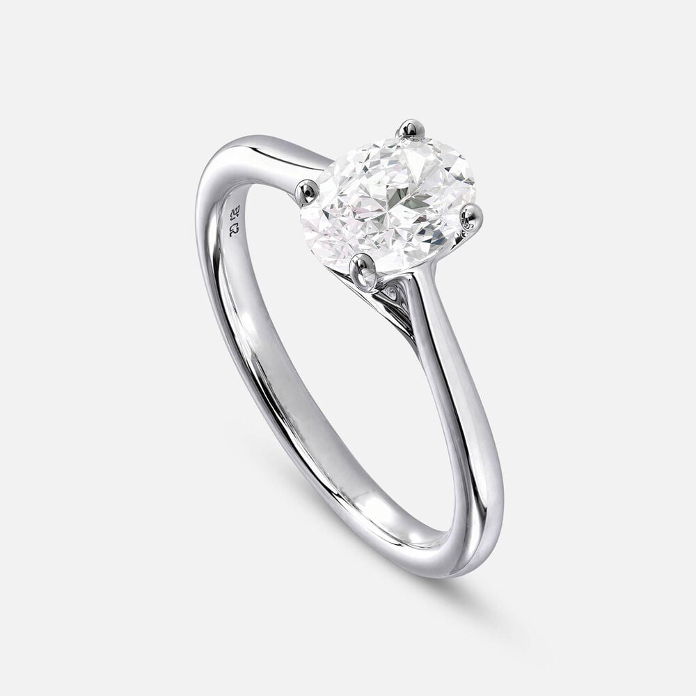 Floral Platinum 1.00ct Oval Diamond Solitaire Ring
