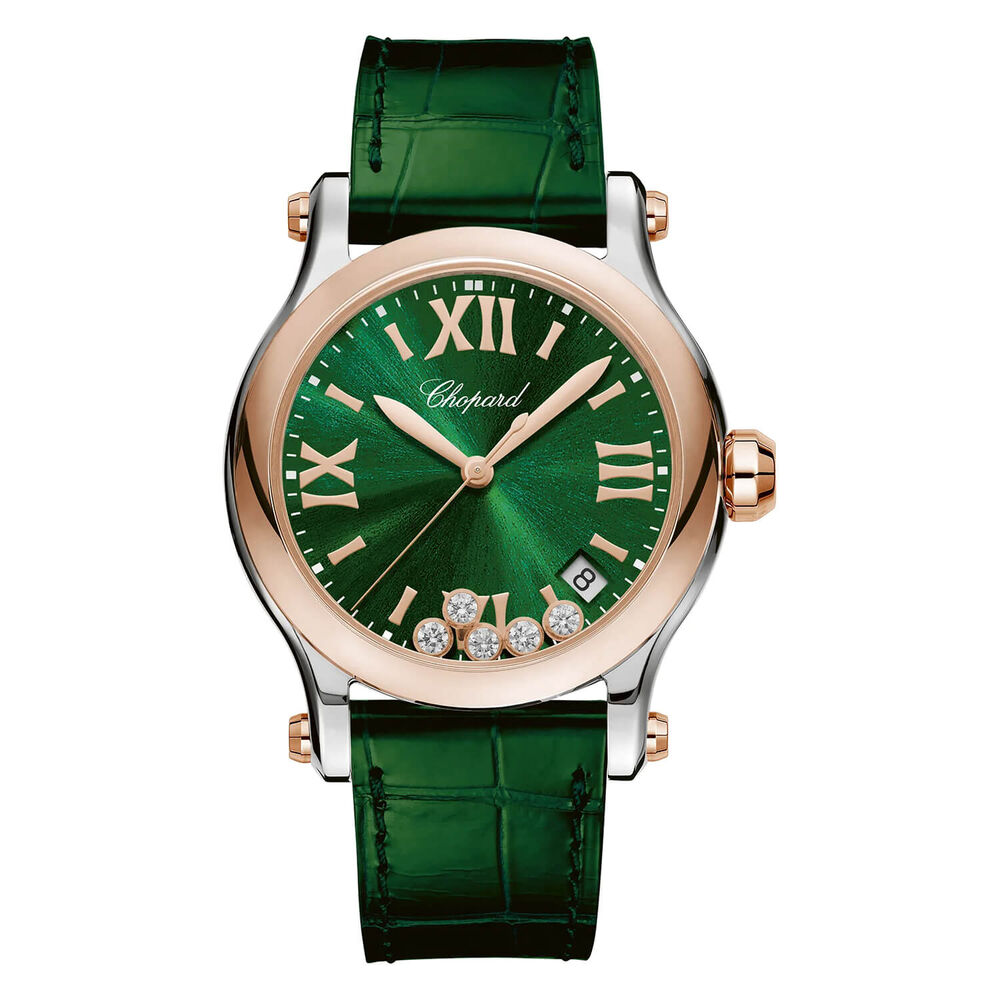 Chopard Happy Sport Quartz 36mm Ethical Rose Gold Diamond Watch image number 0