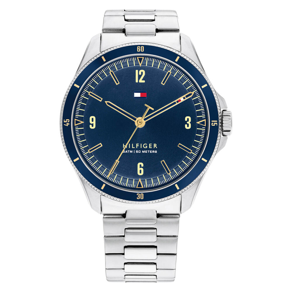 Tommy Hilfiger 43mm Blue Dial Blue Bezel Steel Case Bracelet Watch