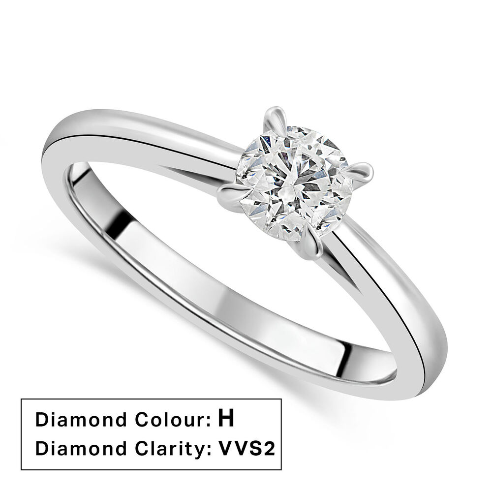 Platinum 0.58ct Round Diamond Four Claw Solitaire Ring