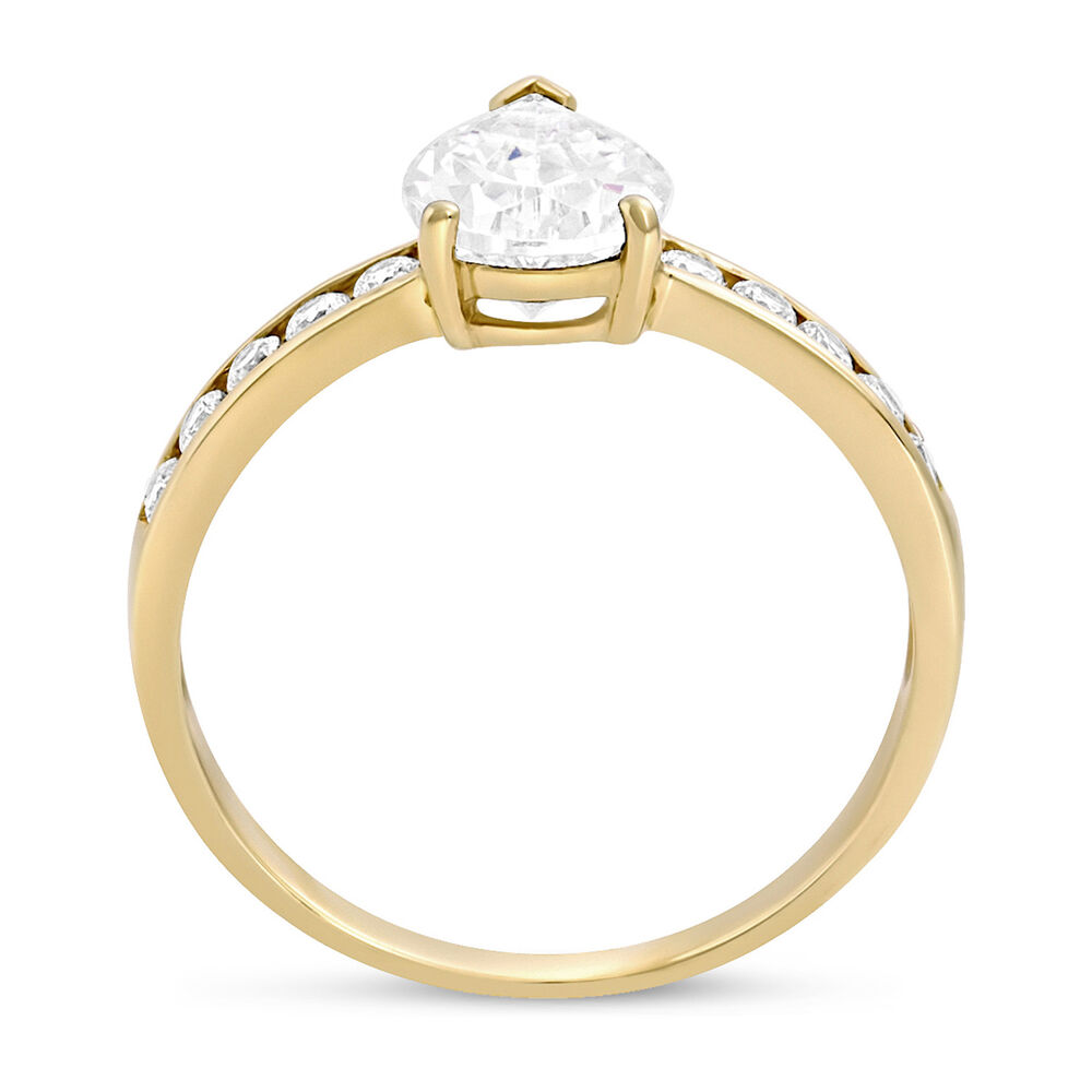 9ct Yellow Gold Pear Shaped Cubic Zirconia Dress Ring image number 2