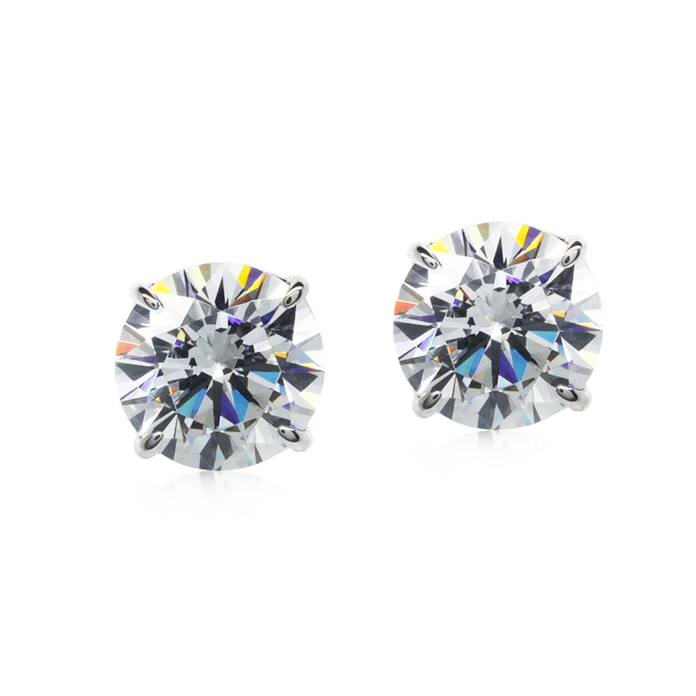 CARAT* London 9ct White Gold 5.25mm Cut 4-Prong Stud Earrings image number 0