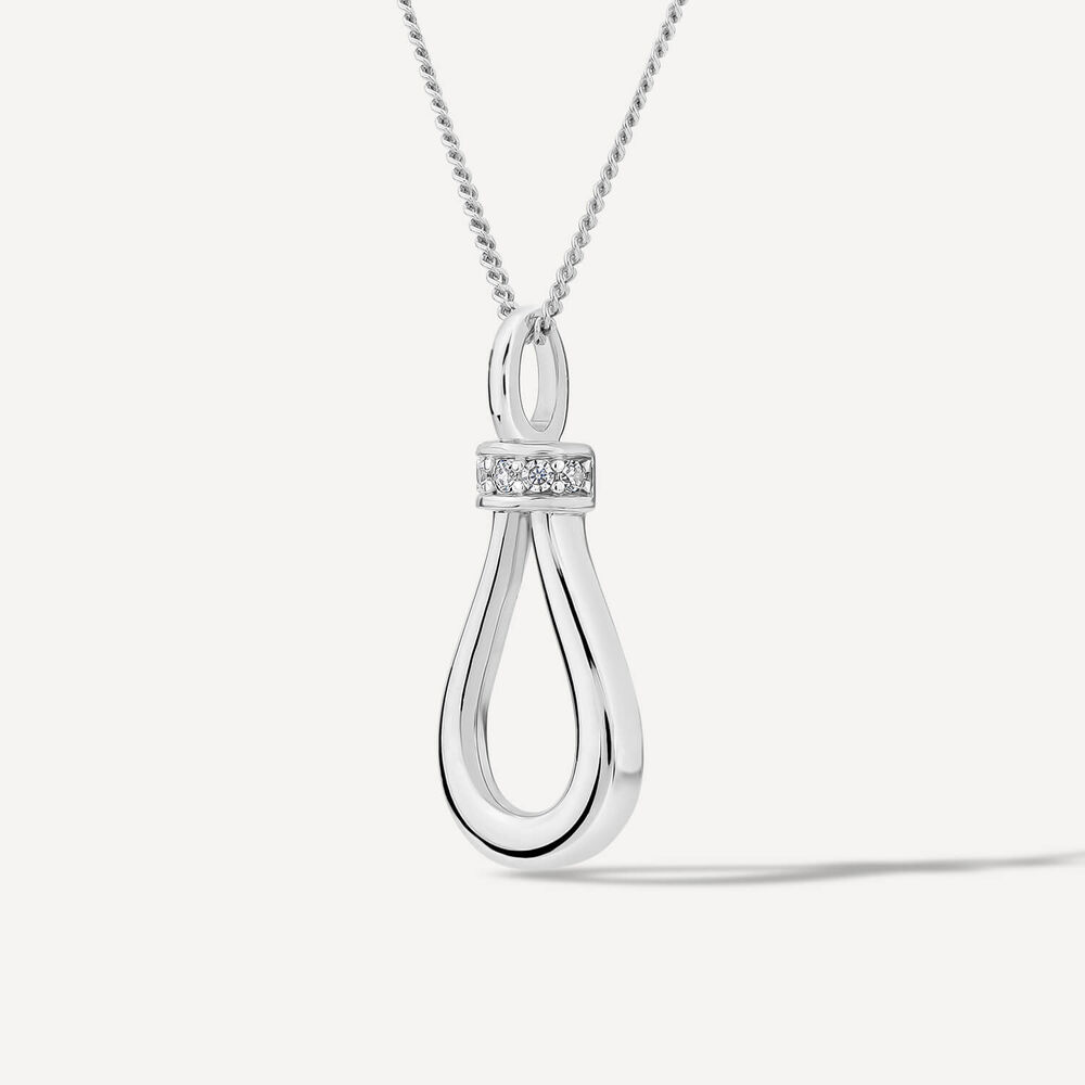 9ct White Gold Top Open Diamond Pear Pendant image number 1