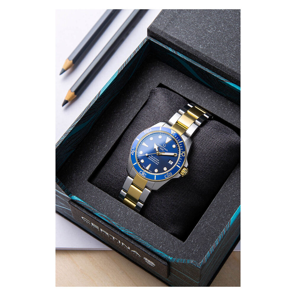 Certina DS Action Diver 38mm Blue Dial Yellow Gold & Steel Bracelet Watch image number 2
