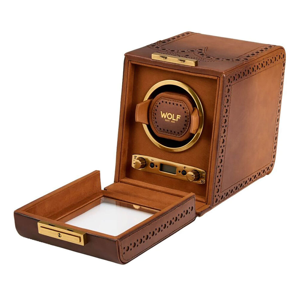 WOLF Brogue Burnished Brown Single Watch Winder