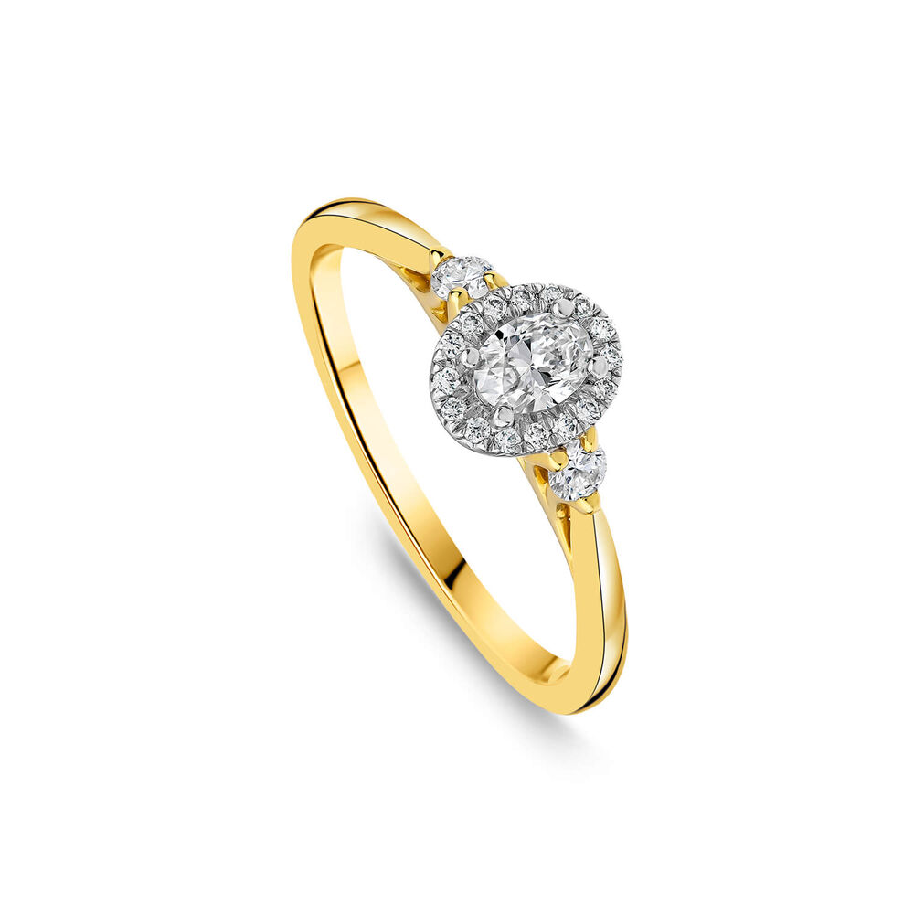 Northern Star 0.40ct Diamond Oval Halo & Sides 18ct Yellow Gold Ring