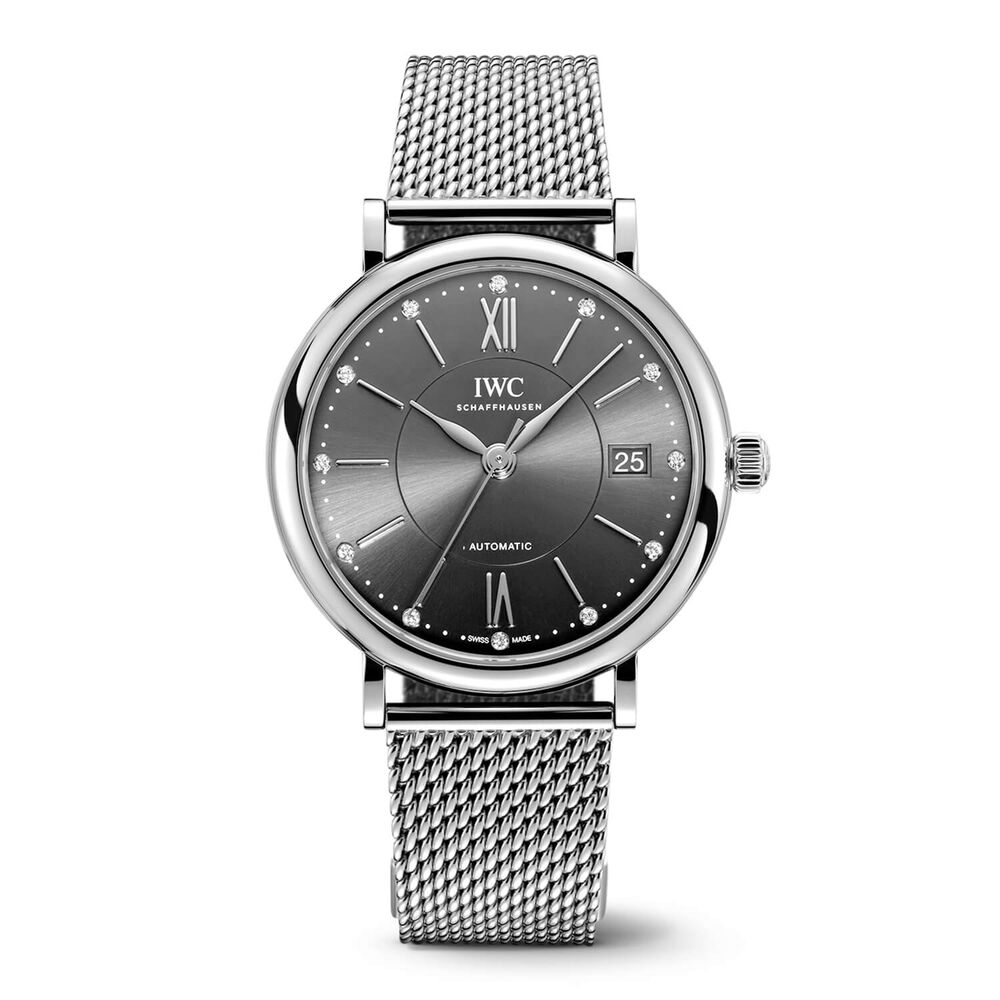 Pre-Owned IWC Schaffhausen Portofino Automatic 37mm Grey Dial Steel Bracelet Watch image number 0
