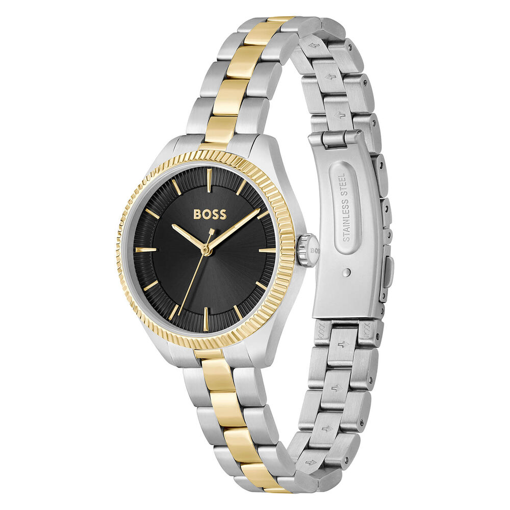 BOSS Sage 32mm Black 3 Hands Dial Two Tone Case & Bracelet Watch
