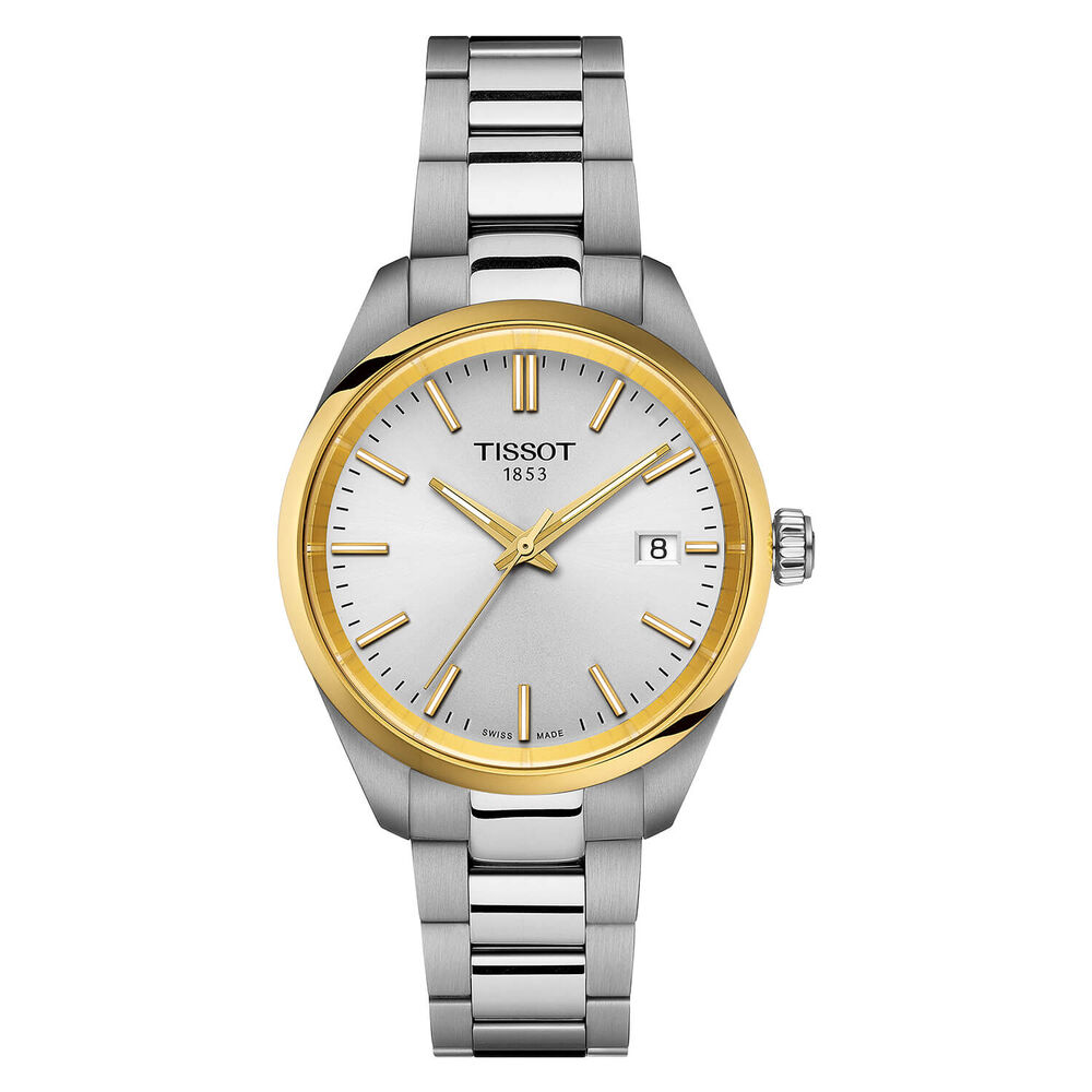 Tissot PR100 34mm Silver Dial Yellow Gold PVD Steel Case Bracelet image number 0