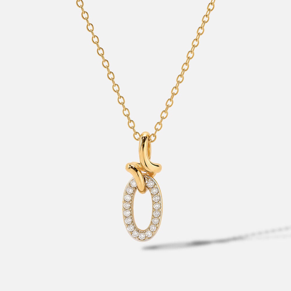 Yellow Gold Plated Vermeil Sterling Silver 0.10ct Lab Grown Diamond Oval Pendant
