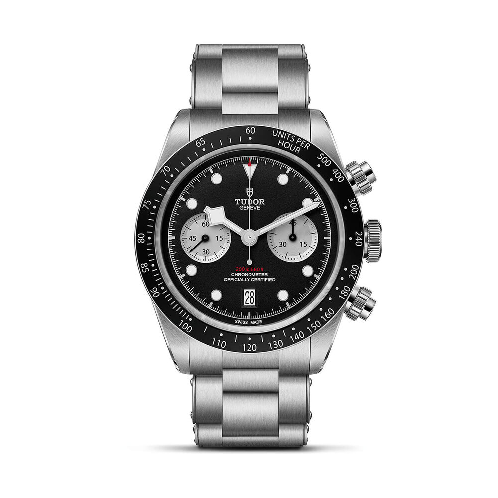 TUDOR Black Bay Chrono 41mm Black Dial Steel Three-Link Bracelet Watch