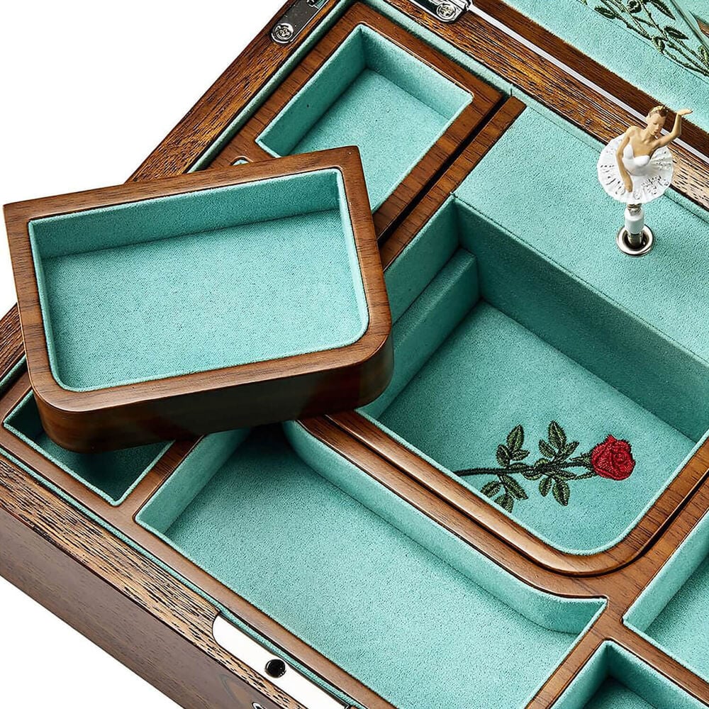 WOLF Ballet Sleeping Beauty Walnut Wood Musical Jewellery Box