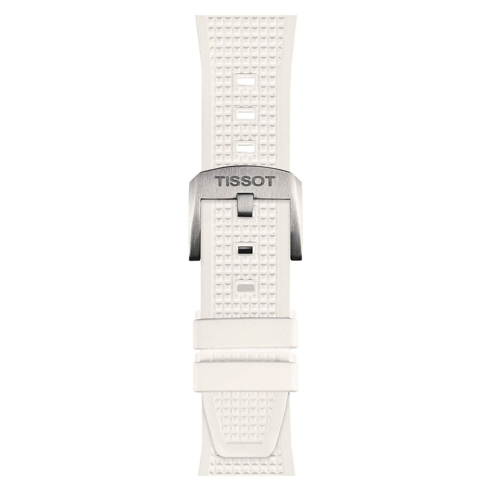 Tissot PRX Quartz 40mm White Dial Steel Case White Rubber Strap Watch image number 5