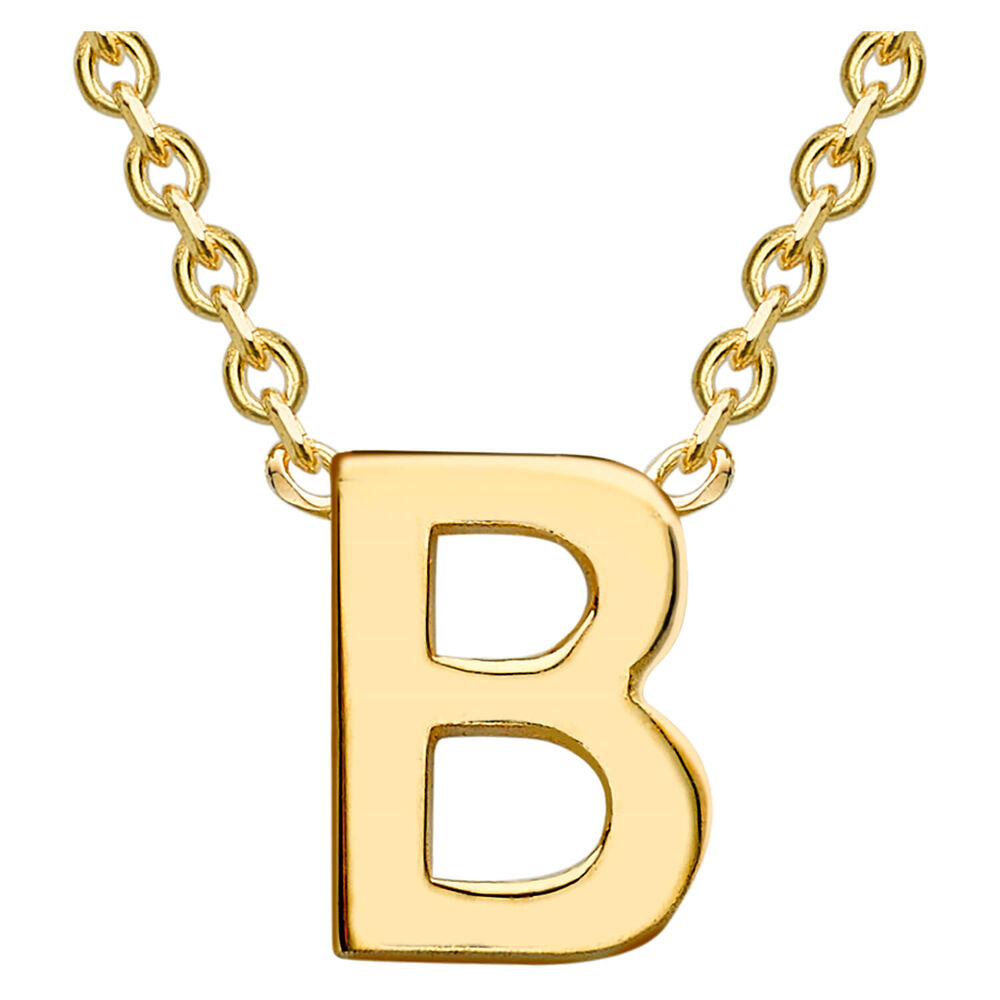 9 Carat Yellow Gold Petite Initial B Necklet (Special Order) image number 0