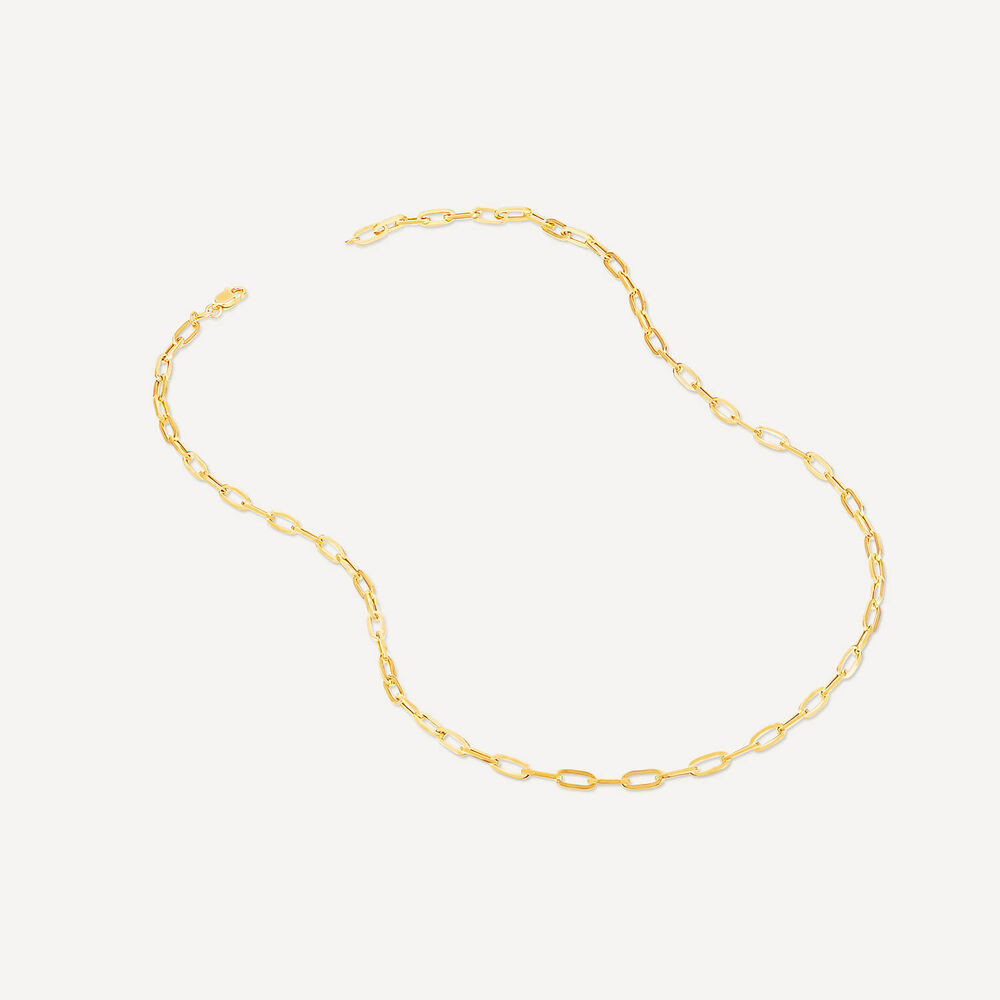 9ct Yellow Gold Paperlink Diamond Cut 18 inch Chain Necklet image number 2