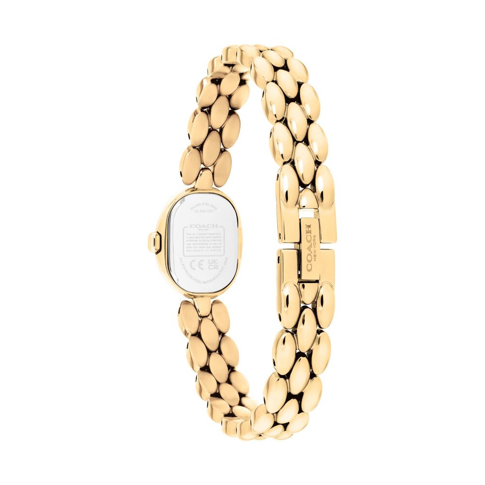 Coach Sammy 18x22.5mm White Dial Gold Tone Steel Bracelet Watch