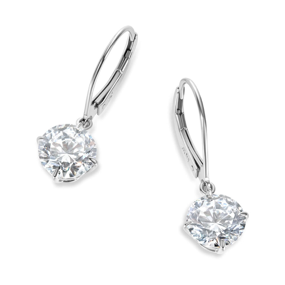 CARAT* London 9ct White Gold Brilliant Round Lever Back Drop Earrings