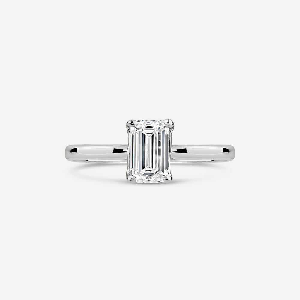 Born Platinum 1ct Lab Grown Emerald Cut Diamond Ring image number 1