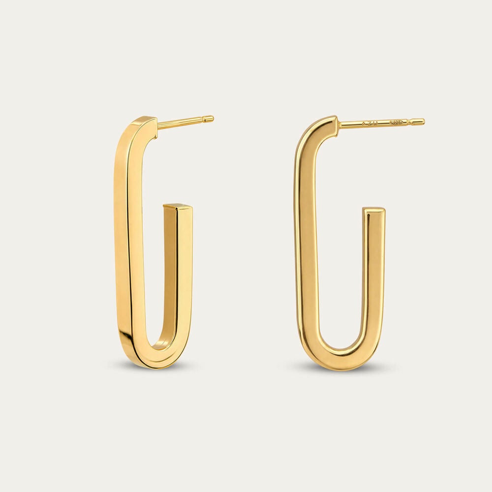 Yellow Gold Plated Steling Silver J Hoop Earrings