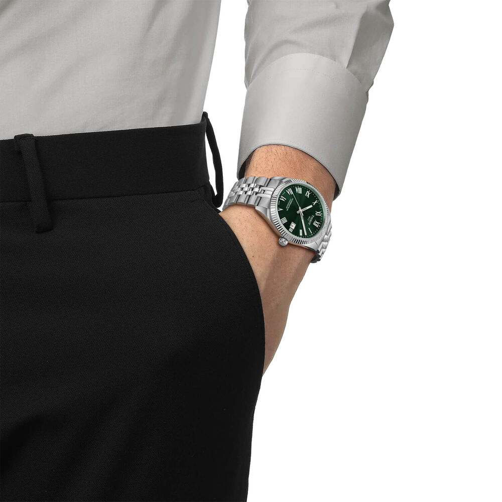 Tissot Ballade Powermatic 80 COSC 39mm Green Dial Steel Bracelet Watch image number 4