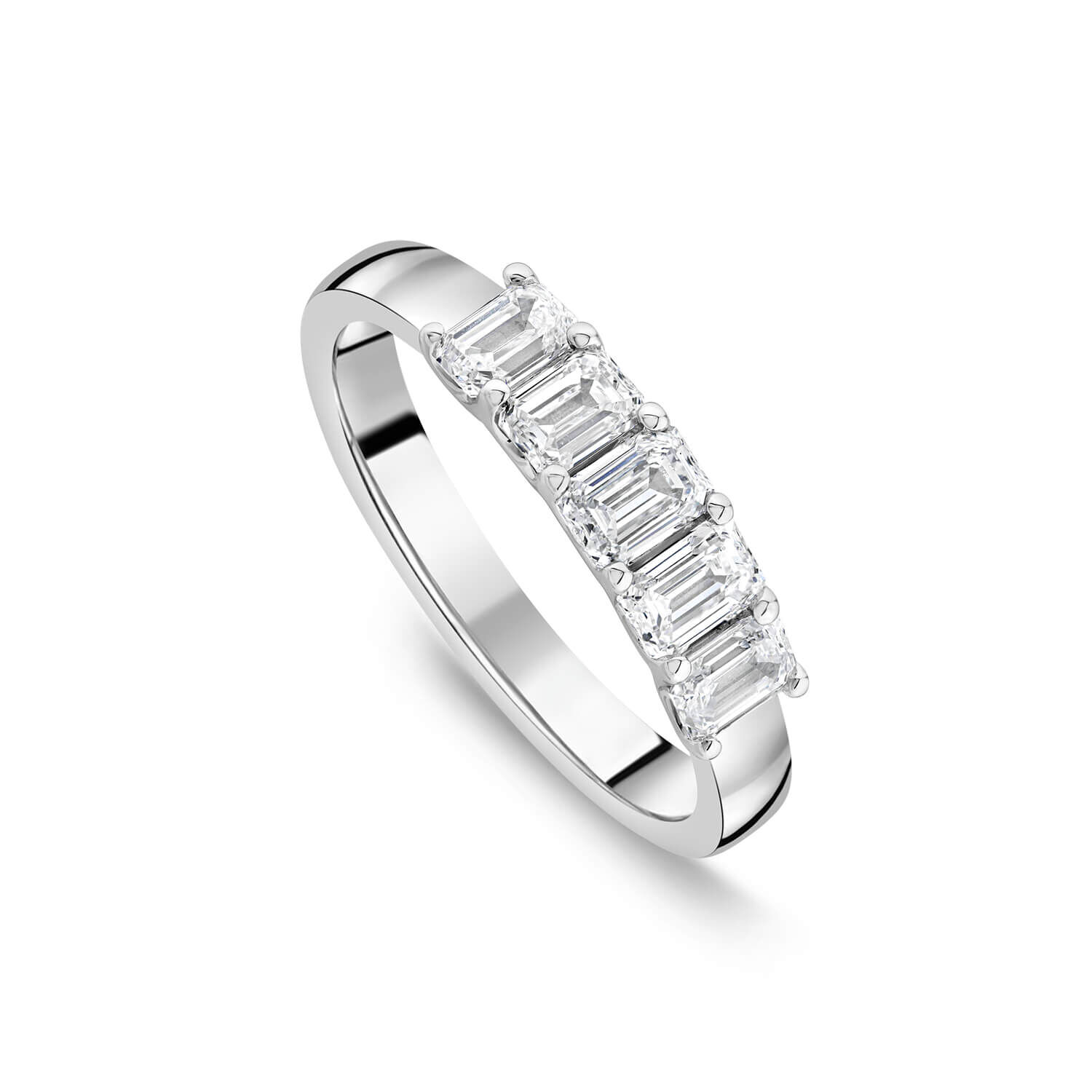 Born Platinum 0.90ct Lab Grown 5 Stone Emerald Eternity Ring