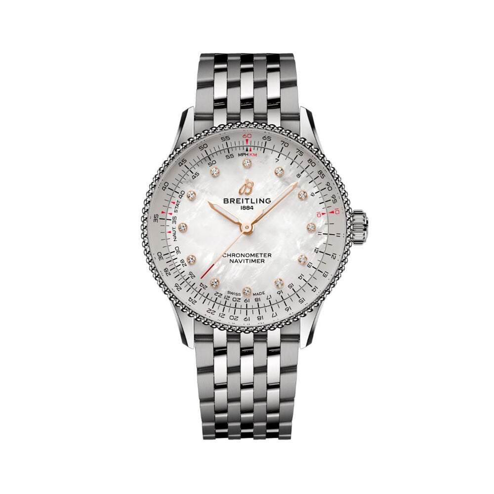 Breitling Navitimer Automatic 36mm Mother of Pearl Dial Steel Bracelet Watch