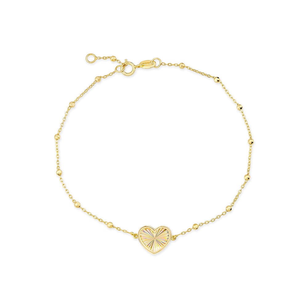 9ct Yellow Gold Heart Beaded Bracelet