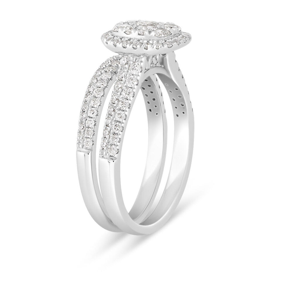 18ct White Gold 0.74 Carat Diamond Cluster Engagement Ring image number 6