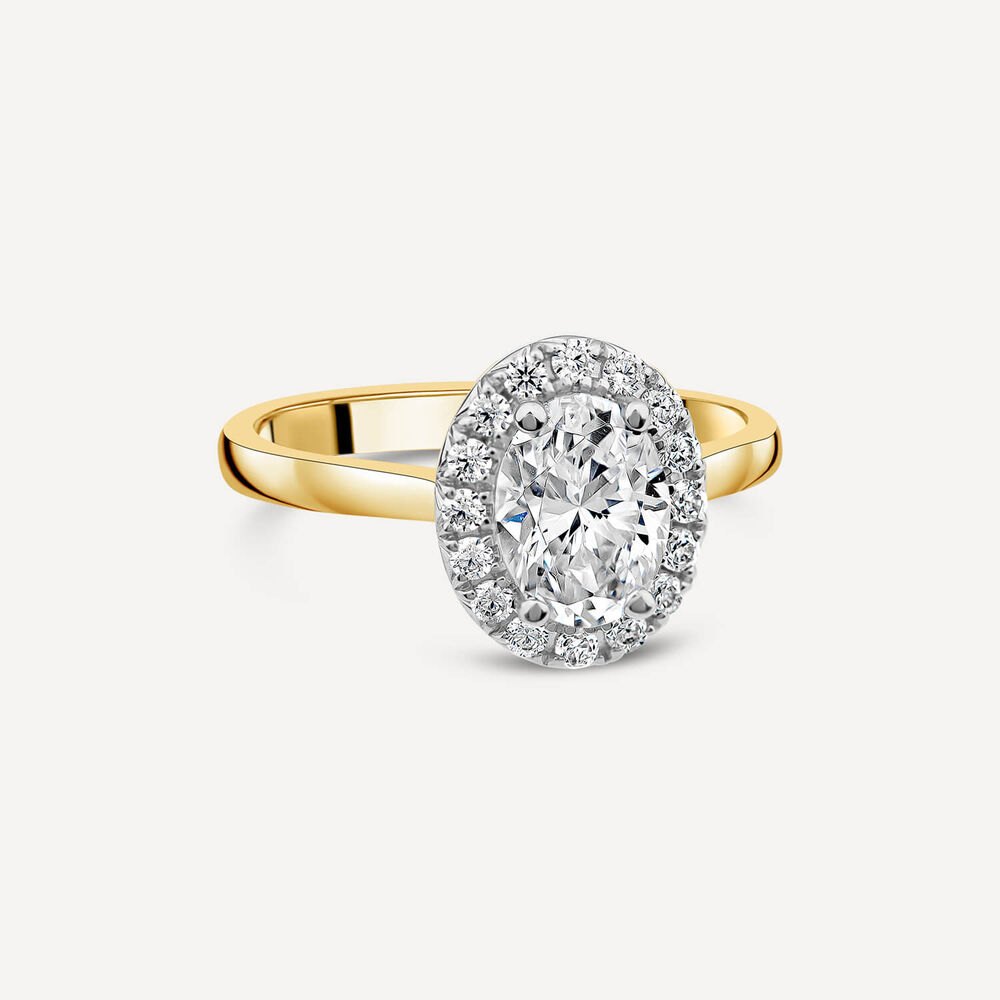 Born 18ct Yellow Gold 1.20ct Lab Grown Oval Halo Diamond Ring image number 2