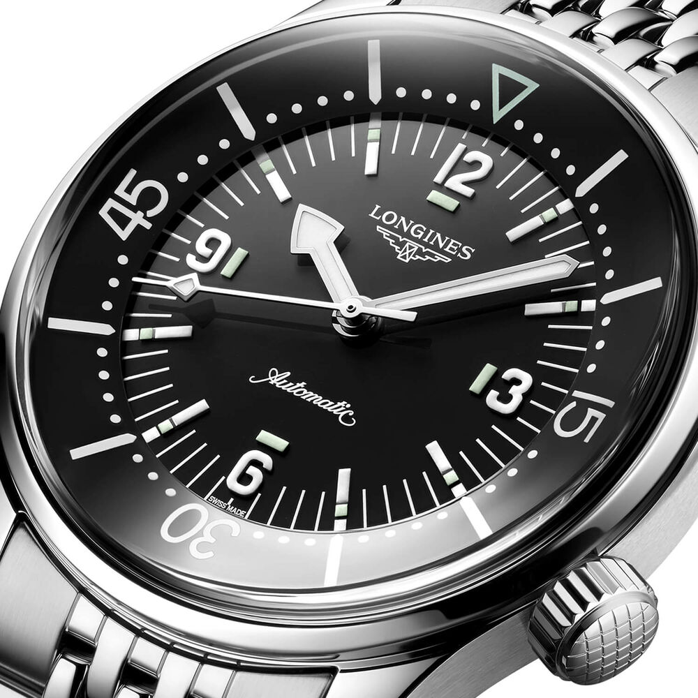 Longines Legend Diver 39mm Black Dial Stainless Steel Case Bracelet Watch image number 1