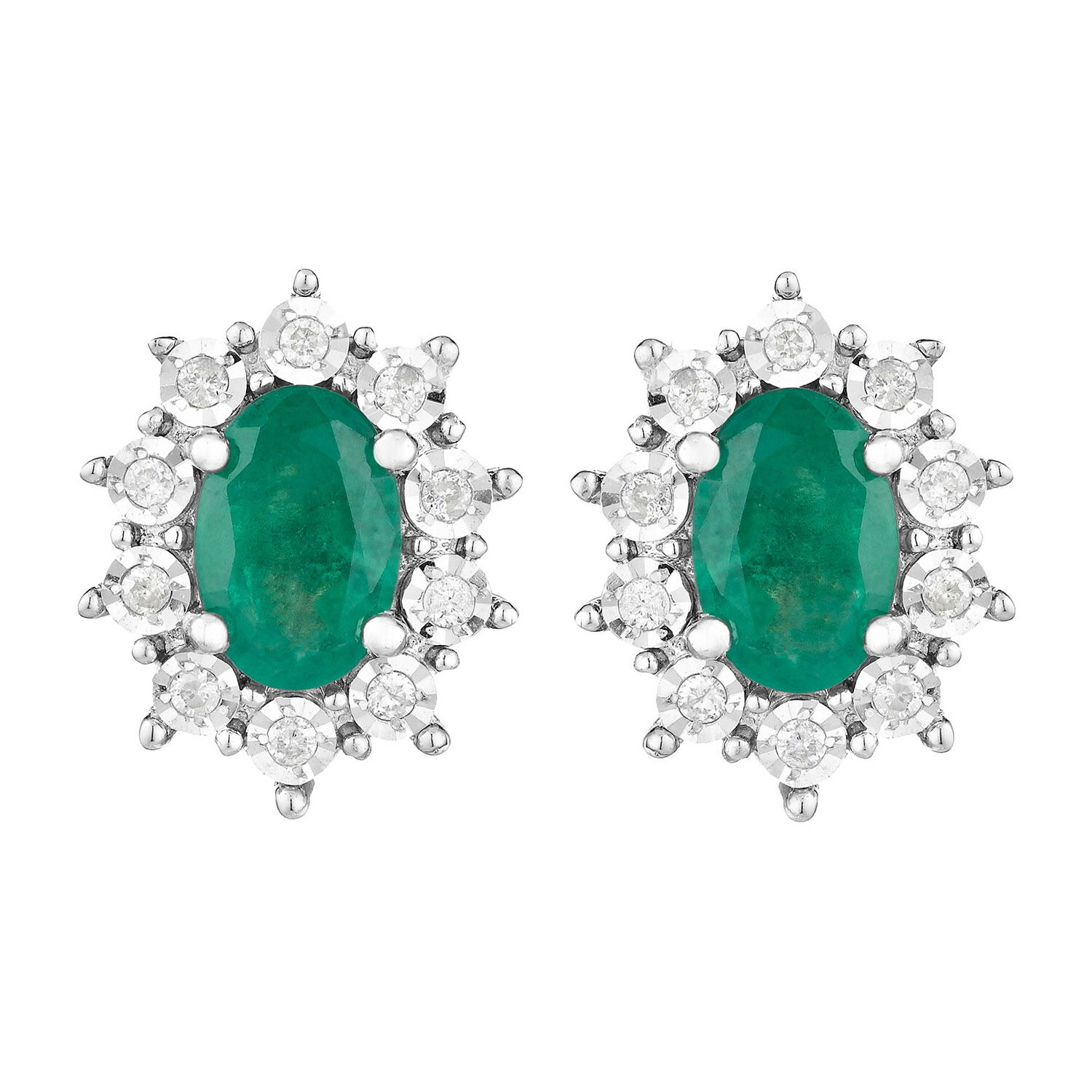 Emerald and diamond earrings white gold on sale
