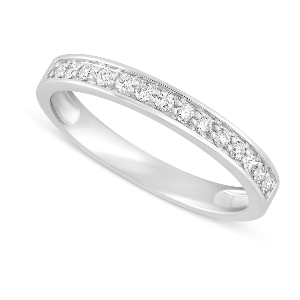 Mystere Ladies' 18ct White Gold 0.21 Carat Diamond 2.7mm Wedding Ring image number 0