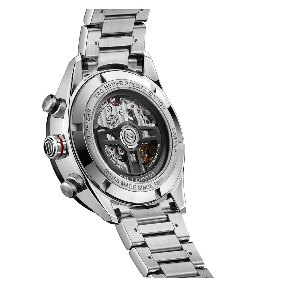 TAG Heuer Carrera Chronograph x Porsche 44mm Black Dial & Bezel Stainless Steel Bracelet Watch image number 3