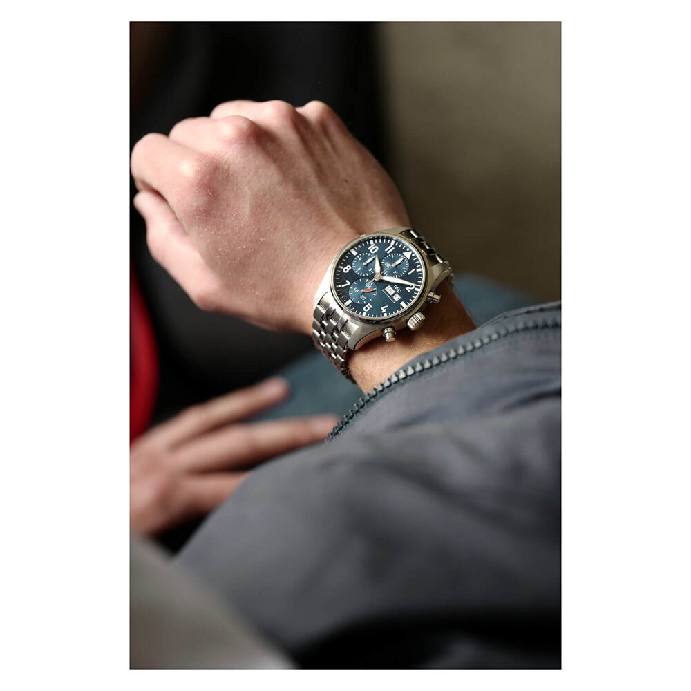 IWC Schaffhausen Pilot's Watch Chronograph 41 Blue Dial Bracelet Watch image number 6