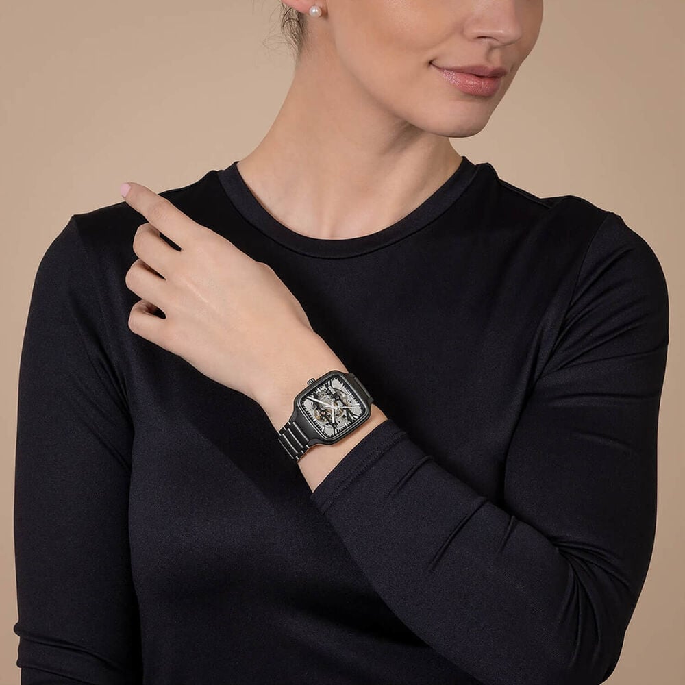 Rado True Square 38mm Skeleton Dial Black Ceramic Bracelet Watch image number 5