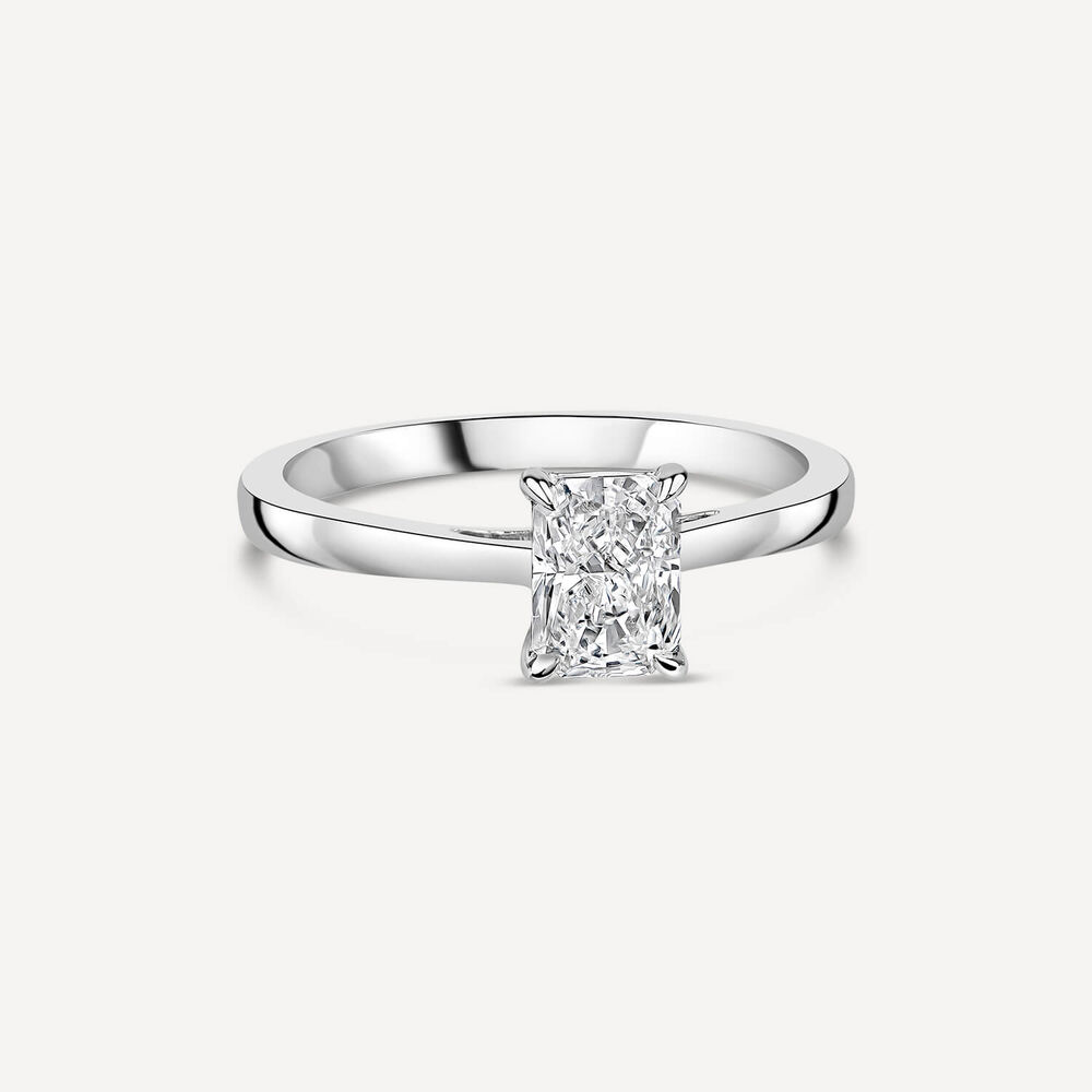 18ct White Gold Lab Grown 1ct Radiant Diamond Engagement Ring image number 2