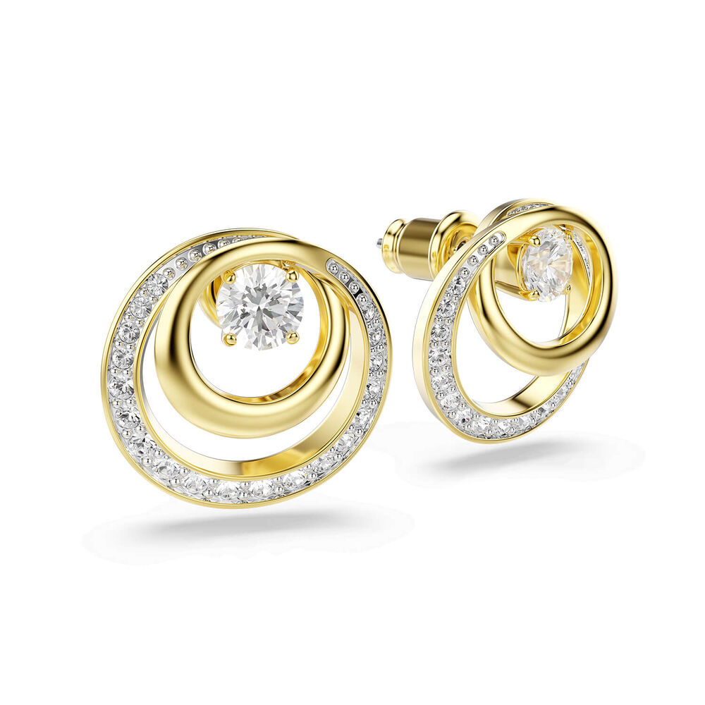 Swarovski Hyperbola Crystals & Cubic Zirconia 18ct Yellow Gold Finished Stud Earrings