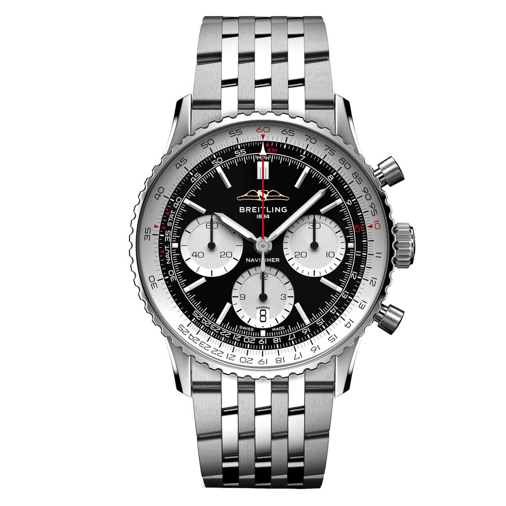 Breitling Navitimer B01 Chronograph 41mm Black Dial Steel Bracelet Watch image number 0