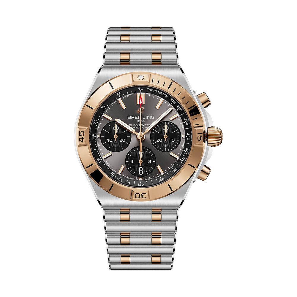 Breitling Chronomat B01 Chronograph 42mm Grey Dial Steel & Gold Rouleaux Bracelet Watch