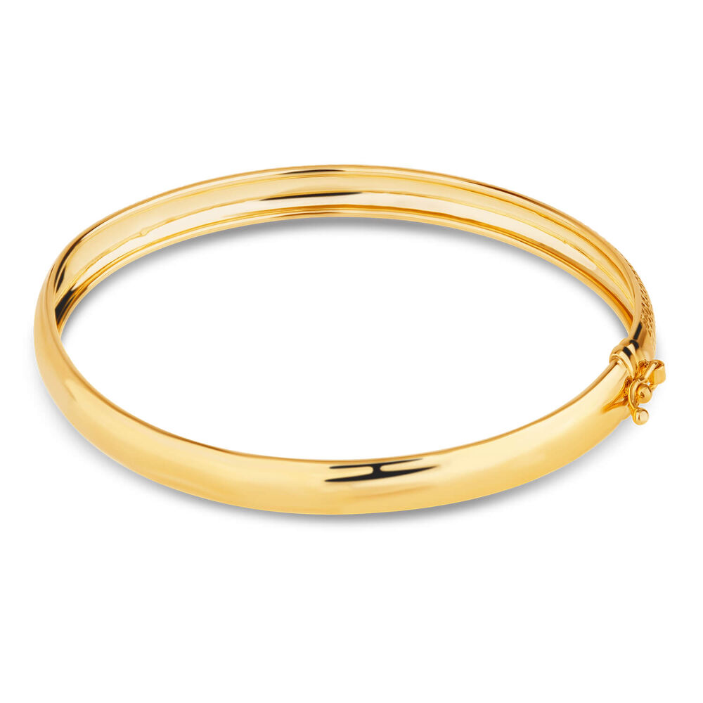 9ct Yellow Gold Diamond Cut Textured Cuff Bangle image number 3