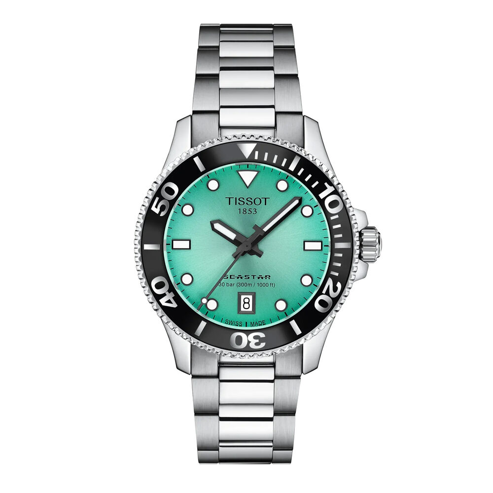 Tissot Seastar 1000 Quartz 36mm Turquoise Dial Steel Bracelet Watch