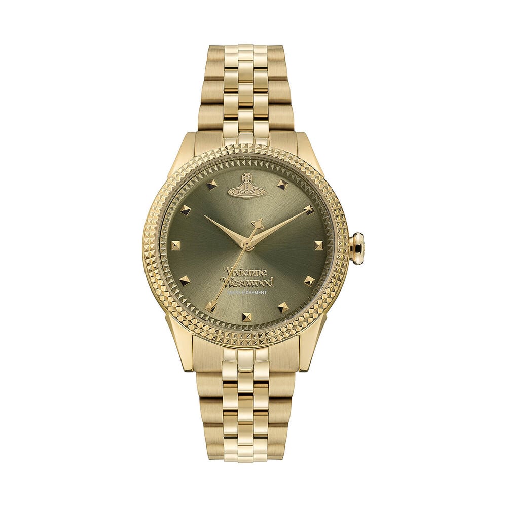 Vivienne Westwood Little Seymour 32mm Olive Green Dial Gold Steel Bracelet Watch image number 0