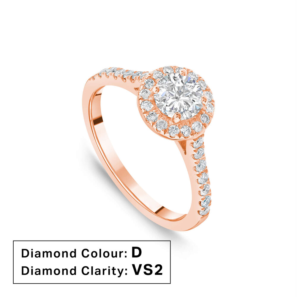 18ct Rose Gold 0.60ct Diamond Round Halo Ring